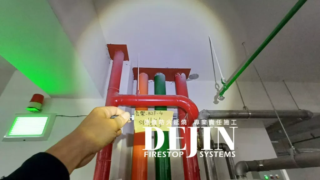 防火填塞之地下室複雜管線貫穿牆面工法